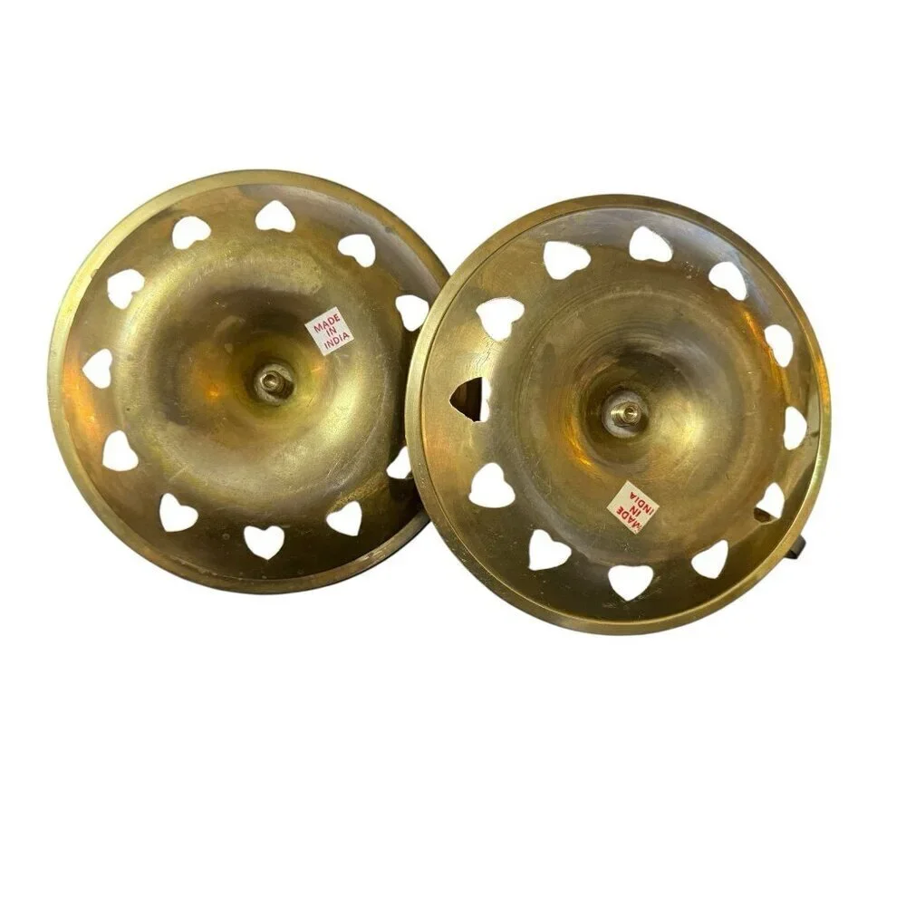 Vintage Brass Chamber Stick | Cloisonné Candle Holder | Enameled Flower Motif